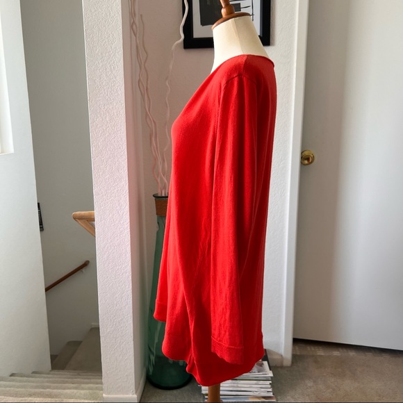 Eileen Fisher Deep Orange Merino Wool Tunic Sweater- Size Large - Picture 2 of 7